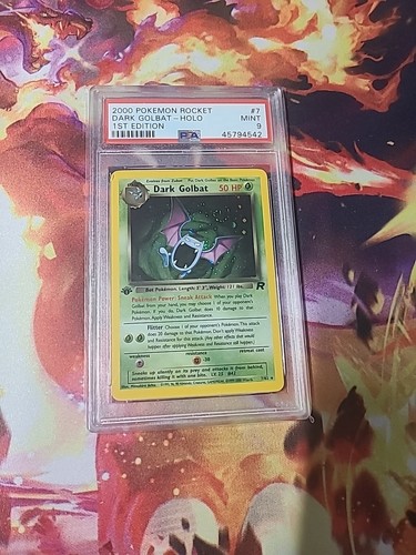 Pokémon Team Rocket 2000 Dark Golbat #9 1st Edition Holo Swirl PSA 9 MINT💎