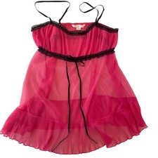 Victoria  s Secret Medium Lace Mesh Babydoll Sheer Cami Camisole Hot Pink 1 Piece