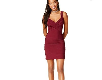 New! Emerald Sundae Women's XL Core Social Dress Maroon Wine Dress