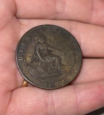 1870 DIEZ GRAMOS DIEZ CENTIMOS * TEN CENT / TEN GRAMS * EARLY SPANISH COIN *