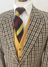 DAKS Vintage House Style Check 100% Wool Tweed Sports Jacket Blazer 40S