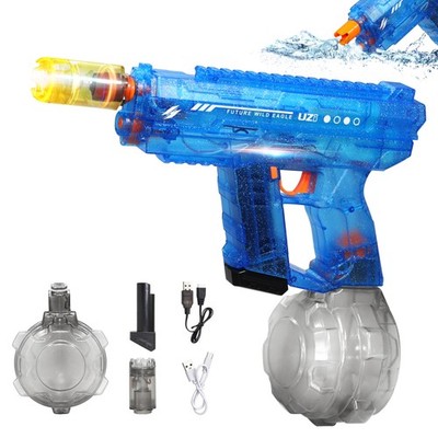 Electric Water Gun Auto Suction Flashing Lights Large Squirt Blaster Toy Blue