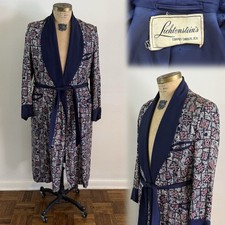 1940s 50s Lichtenstein  s Shawl Collar Gentleman  s Robe Cigar Smoking Jacket VTG