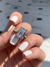 3Ct Emerald-Cut Lab-Created Diamond Wedding Proposal Ring 14k White Gold Finish