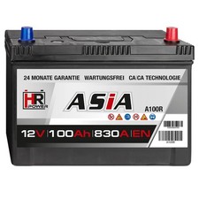 Autobatterie 12V 100Ah 830A/EN A100R ASIA Japan Pluspol Rechts Starterbatterie