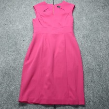Tahari ASL Sheath Dress Womens 6 Wild Berry Pink Star Neck Knee Length Lined NWT