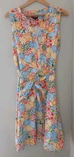 Talbots Sleeveless Pintuck Shirt Dress Size 16P Petite Floral Midi Pockets Belt