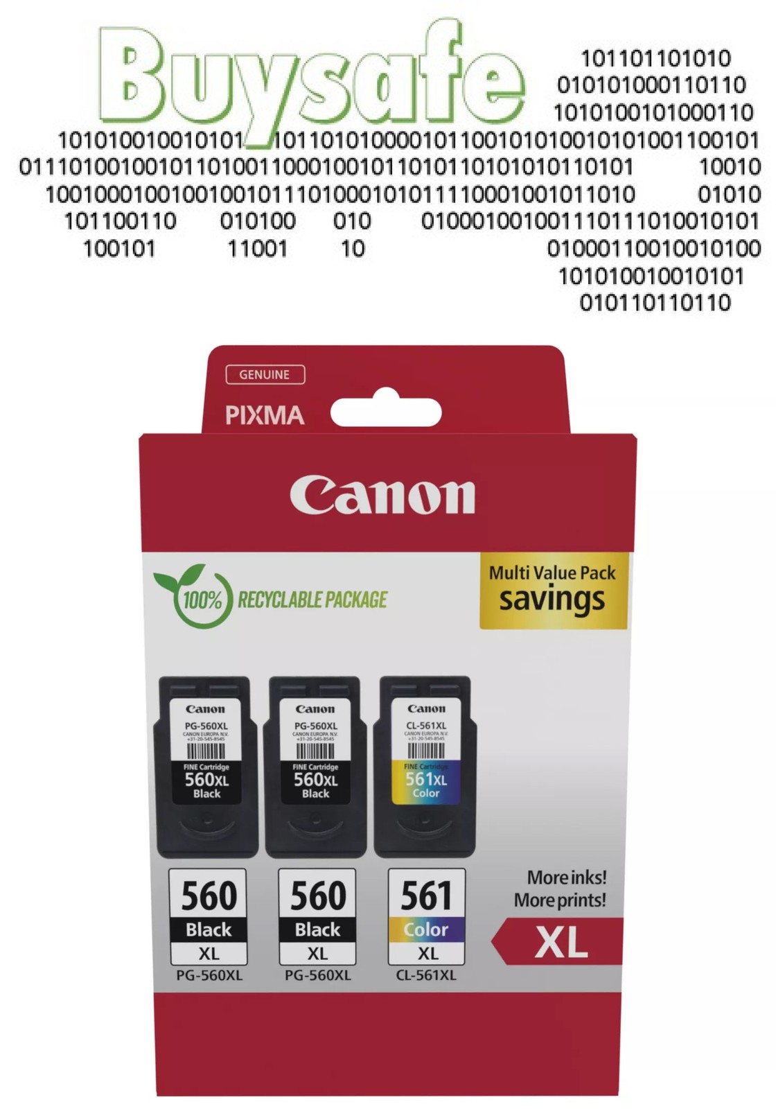 Canon PG-560XL x 2 / CL-561XL High Yield Genuine Ink Cartridges, Pack of 3 (2 x - Image 9