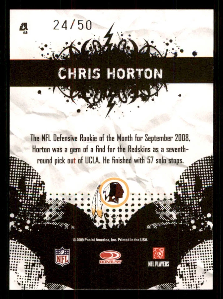 2009 Score Inscriptions Young Stars Gold Zone #4 Chris Horton /50 - Image 2 of 2