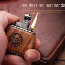Metal Sandalwood Engraving Kerosene Lighter Press Ignition Inflatable Lighter