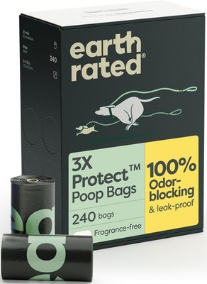 Earth Rated 3X Protect Dog Poop Bag Rolls, Odor Blocking Leak Proof Extra Thi...