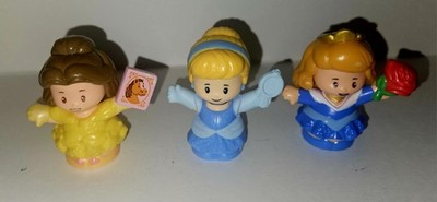 3 Rare Little People Disney Princess-  Belle W-book, Aurora W/Rose, Cinderella