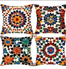 4X Mother's Day Gift Moroccan Mosaic Cushion Covers 45cm Pillowcase Boho 18"×18"