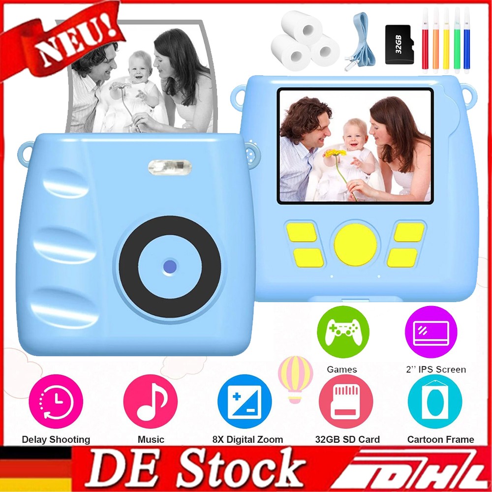 Sofortbildkamera Kinderkamera Digital Kamera Fotoapparat Kinder 1080p Geschenk