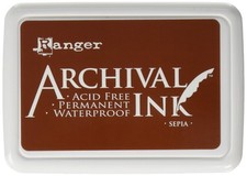 Archival Ink Pad Sepia Permanent Waterproof Acid Free Non Toxic for Stamps