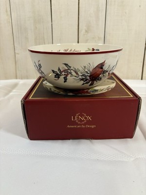 Lenox Christmas Holiday Holly Berry Serving Bowl Live Well Laugh Often Love Much