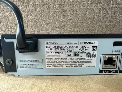 Sony Blu-Ray Disc DVD Player BDP-S570 1080p HDMI Wireless Network