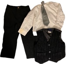 Boys Size 2T Great Guy 4-pc Suit Set Button Up Shirt Tie Vest Pants Easter Black