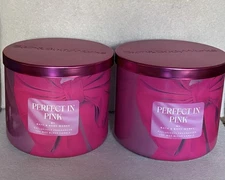 Bath & Body Works 3-wick Scented Candle Lot Set of 2 PERFECT IN PINK *NEW*