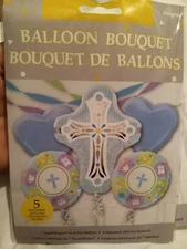 Blue Cross Mylar Foil Balloon Bouquet (5 piece) - 27307