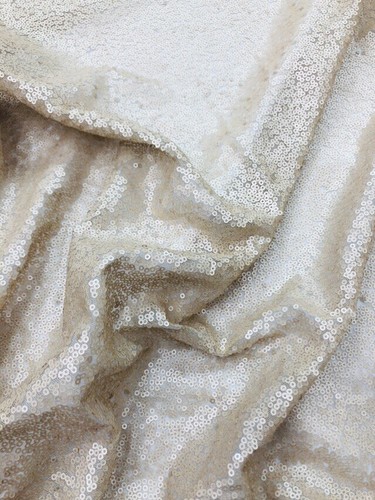 3mm Mini Sequins fabric Stretch Matt Champagne Gold 130 Cm Wide - Picture 3 of 4