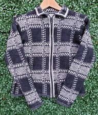 Pendleton Full Zip Up Plaid Sweater Jacket 100 Virgin Merino Wool Women Size M