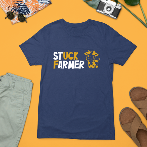 Stuck Farmer Funny Cow T-Shirt Farm Life Joke Gift Rural Farming Lifestyle - Picture 6 of 24