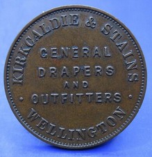 1855 KIRKCALDIE & STAINS  DRAPERS & OUTFITTERS  TOKEN  / SNIFF'S  ANCIENT COINS
