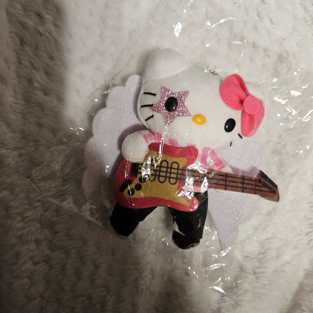 Hello Kitty Plush Keychain Guitar Punk Rock Emo Angel Alt