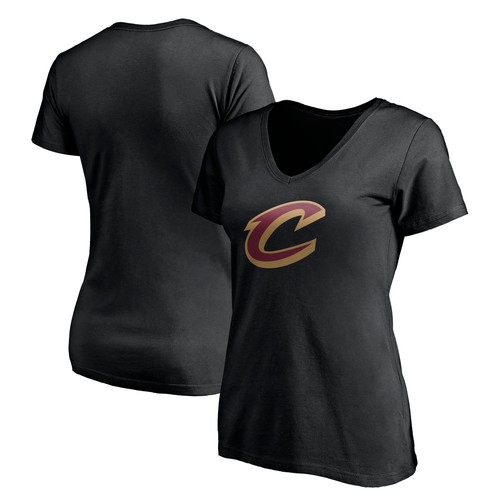 Women's Black Cleveland Cavaliers Primary Team Logo V-Neck T-Shirt