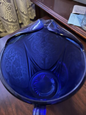 Hazel Atlas Royal Lace Cobalt Blue Depression Glass Pitcher | eBay