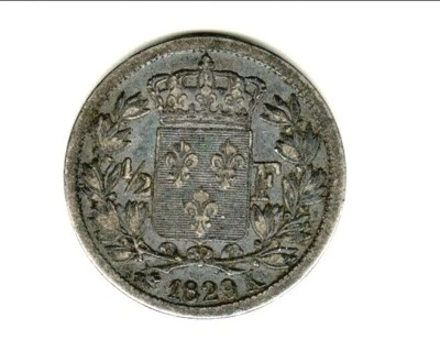CHARLES X peu commun 1/2 FRANCS 1829 K = BORDEAUX cote TTB 200 EURO - Photo 1/2