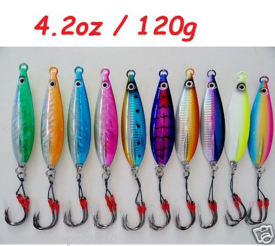 One (1) Flat Fall Keel 120g (4.2oz) Vertical Knife Saltwater Jigs Choose Colors
