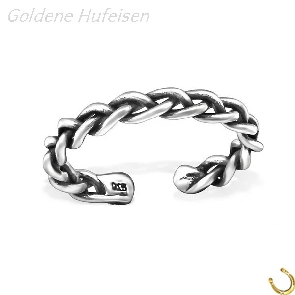 ZEHENRING geflochten Zopfmuster 925 Sterling Silber Zehring Fuß-Ring z-680