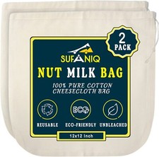 2 Pack 12x12 Inch Nut Milk Bag 100 Unbleached Cotton Cheesecloth Bag Strainer