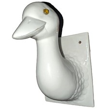 Vtg 9.5" White Ceramic DUCK Goose Swan Head Wall Mount Towel APRON HOOK Holder