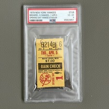1979 Yankees Opening Day Ticket PSA 4 Thurman Munson Final Opener