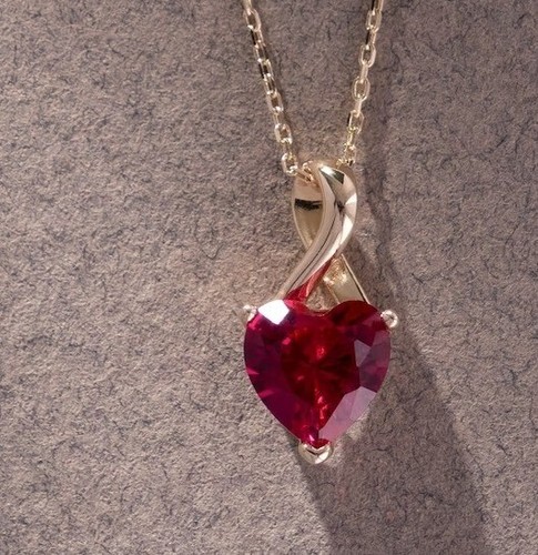 Heart Shape Red Ruby Pendant |Sterling Silver Pendant |Wedding Gift | For Women - Picture 4 of 4