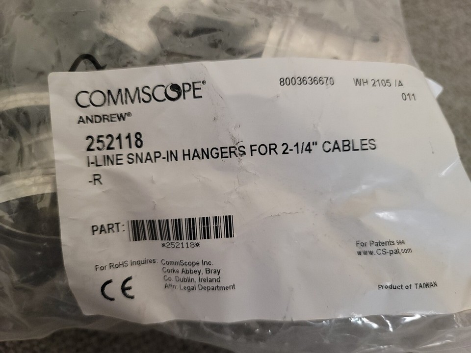Commscope Snap In Hanger Kit For 2 14 Coax 252118 Snap In Hangers 