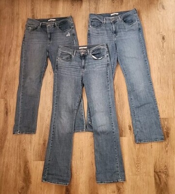 3 Levis Jeans Womens 10 30x32 30x28 Classic Boot Stretch Denim Cotton Blue Mint