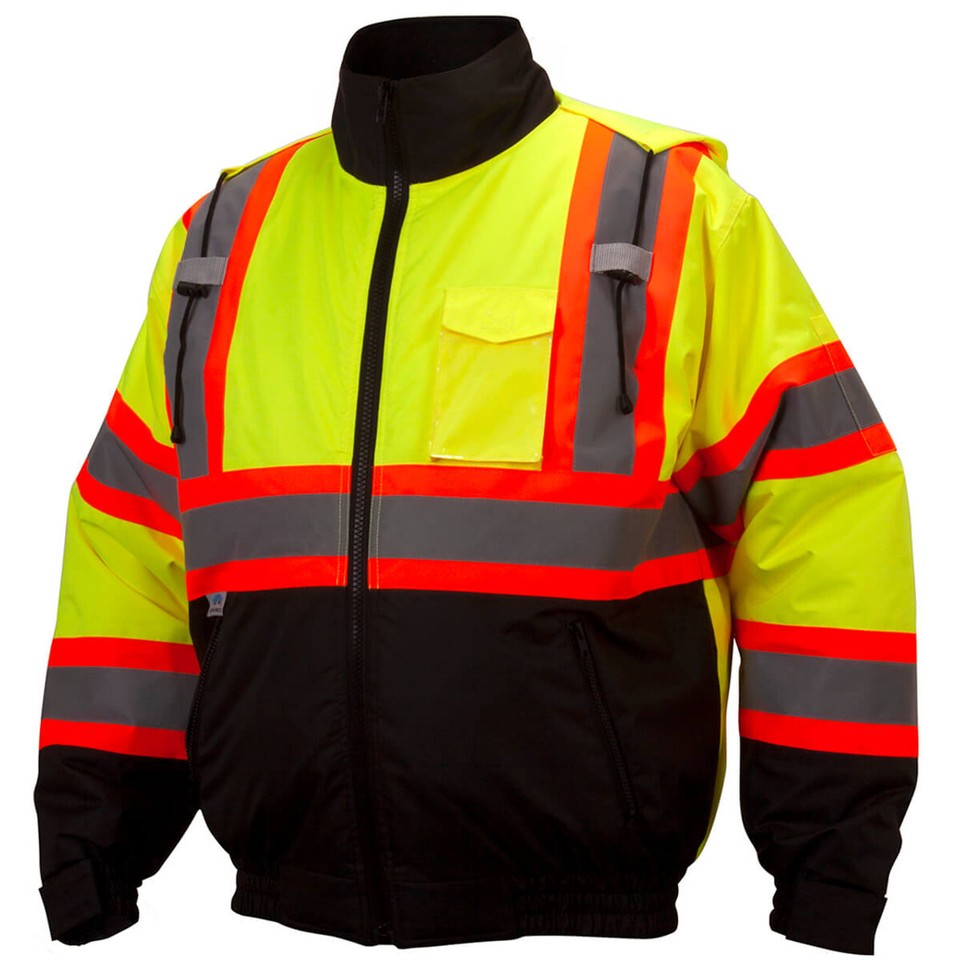 HIGH VISIBILITY WATERPROOF INSULATED HI VIS REFLECTIVE ROAD WORK BOMBER ...