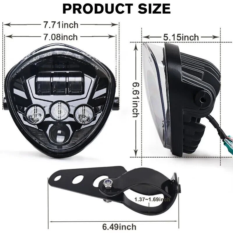 Faro LED de 7 pulgadas con soportes para Suzuki Boulevard C50 C90 M50 M90 M109R Foto 4 de 4