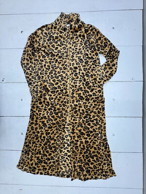 Cozyhouse Brown Cheetah Print Full Zip Long Coat Womens Size 3