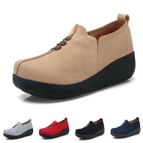 Comfort Mujer conducir Mocasines Planos Mocasines Suela Gruesa Cordones  Casuales Zapatos B | eBay