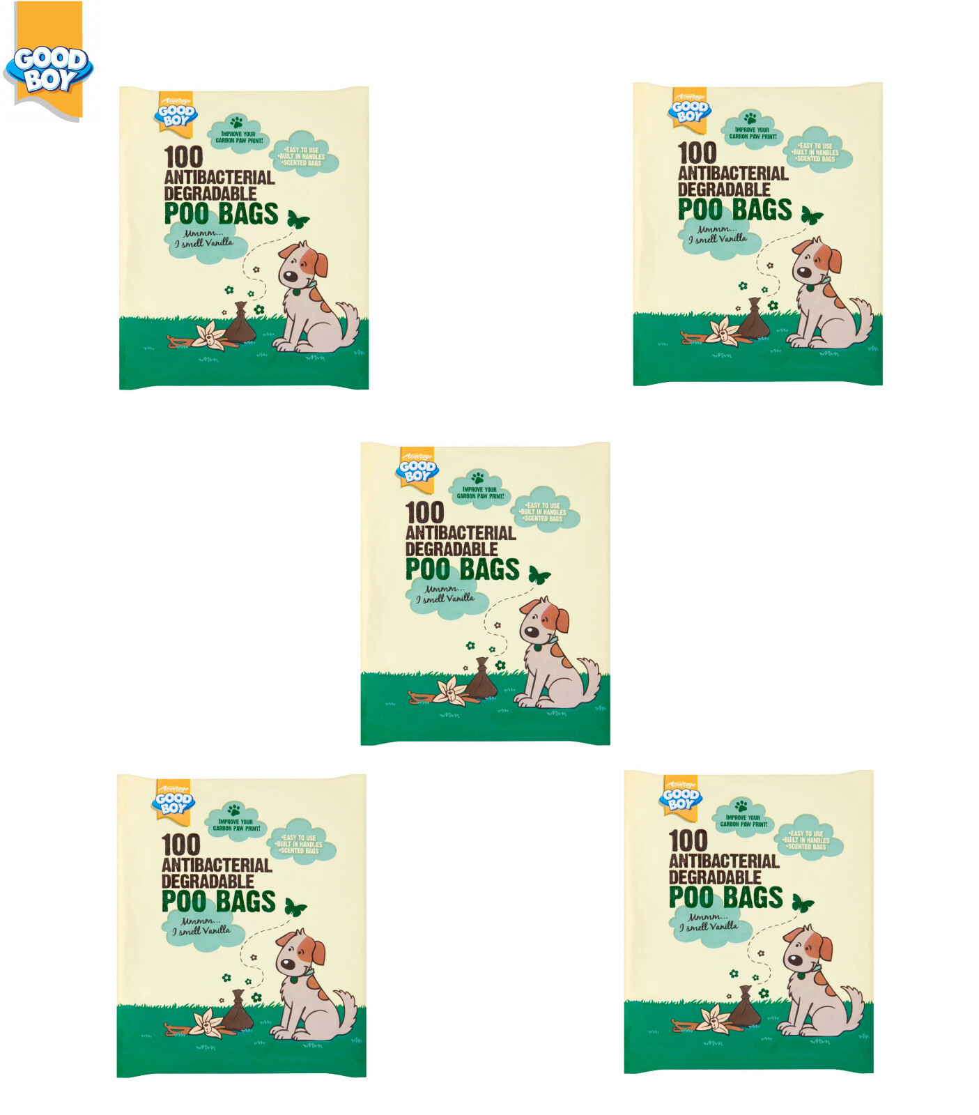 GOODBOY DOG ANTIBACTERIAL DEGRADABLE POO MESS WASTE PICK UP BAGS 500 PACK 07904