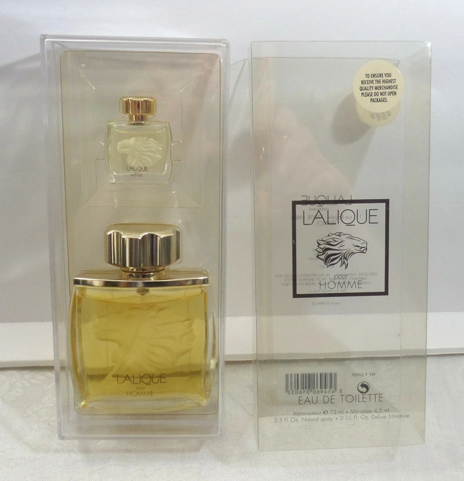 RARO Lalique Pour Homme Lion Juego de Regalo de 2 piezas 75 ml y 4,5 ml EDT Spray para Hombres Nuevo en Caja Foto 4 de 4