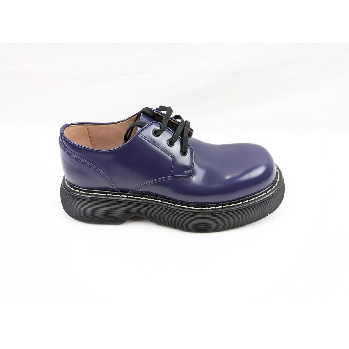 Bottega Veneta Gloss Vinyl Swell Lace up Boots in Unicorn/Black