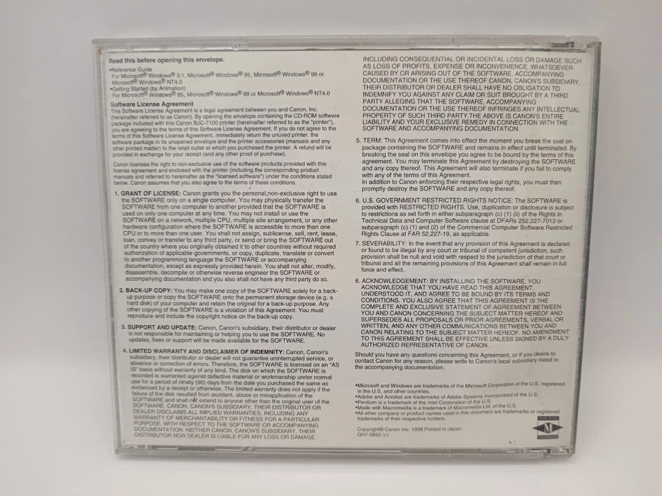 Canon BJC-7100 Reference Guide Online Printer Manual CD For Windows 95-98 Mint - Image 2 of 2