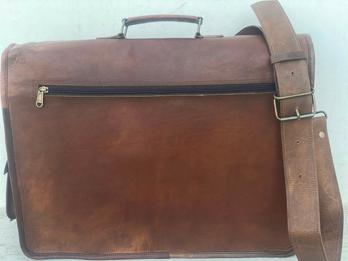 18" Mens Vintage Leather Satchel Messenger Male HandBag Laptop Briefcase Bag - Foto 3 di 6