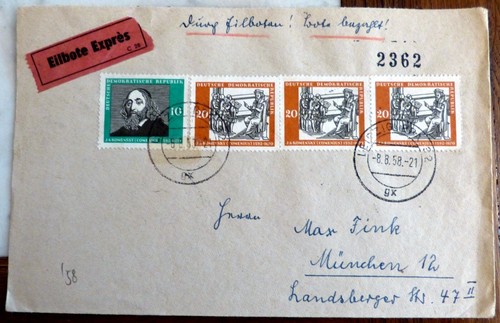 Brief Leipzig 1958 DDR München Satz 643 644 (0625
